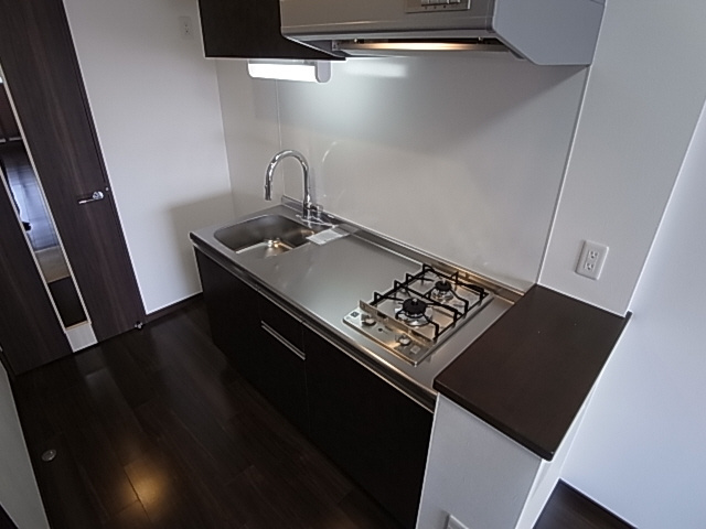 神戸市兵庫区三川口町１丁目の賃貸マンションのキッチン|システムキッチン（ガス２口）