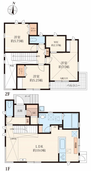 【間取り】 | 厚木市下川入　全3棟　未入居住宅
