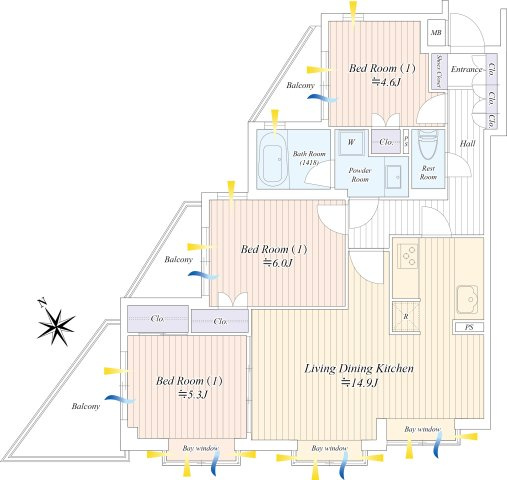 グランシャトレ文京小日向の間取り