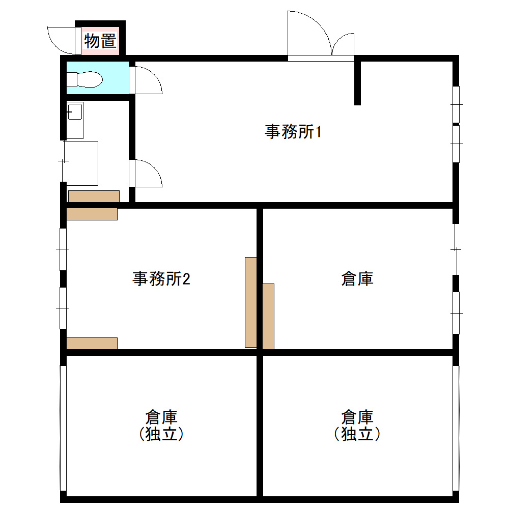 北屋敷事務所（倉庫付き）の間取り