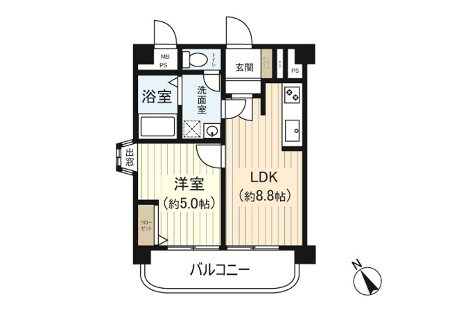 【間取り】 | ライオンズマンション中之島公園北 | 南向きの角部屋！室内改装済！(2025年6月)