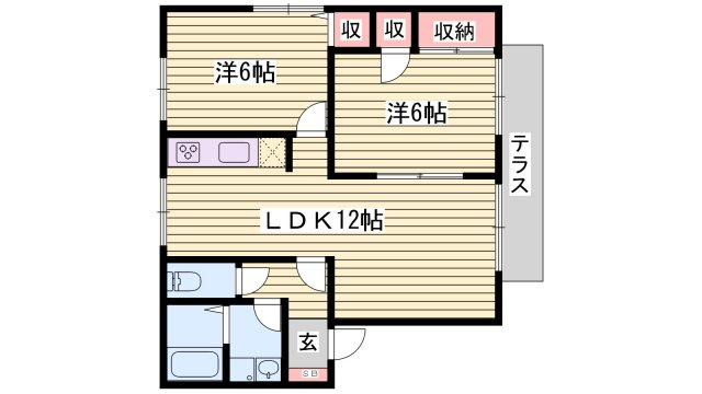 サニーハイツ田寺　A棟の間取り