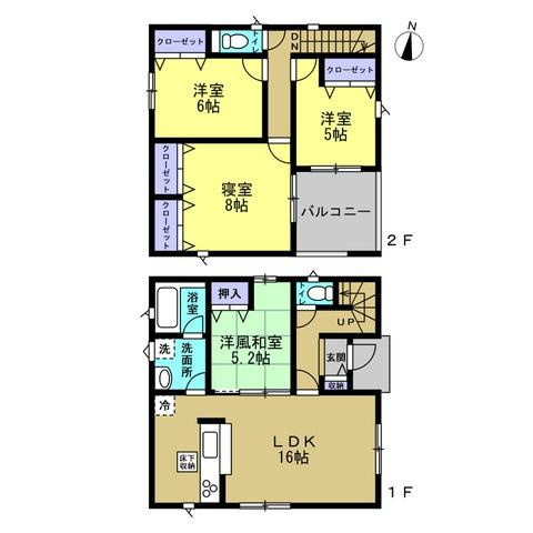 岩出市新田広芝第3-3号棟　新築戸建の間取り
