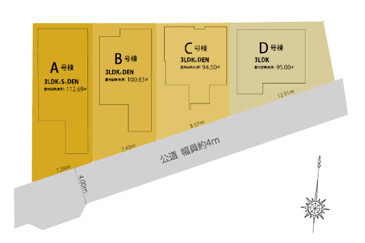 練馬区東大泉3丁目　ゆとりの空間設計　大型デザイン邸宅の区画図