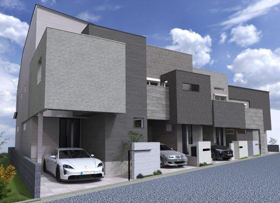 練馬区東大泉3丁目　ゆとりの空間設計　大型デザイン邸宅の外観パース