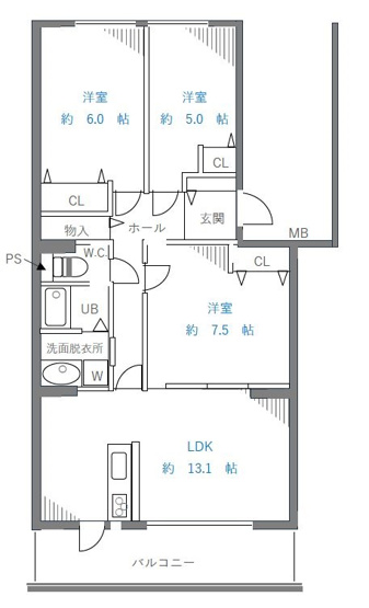 【間取り】 | 志木ニュータウン東の森壱番街9号棟　(志木本店) | 南東向きの6階部分につき陽当たり良好。
キッチンからもバルコニーに出られるので家事動線も良好です。