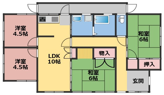 【間取り】 | ファミリーにもおすすめの4LDKの平屋です。