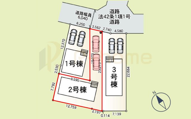 土浦市乙戸南第6　新築戸建て　2号棟の区画図|大きなお買い物だからこそ、メリット・デメリットを伝えさせて頂きます。
R-homeにお任せください♪