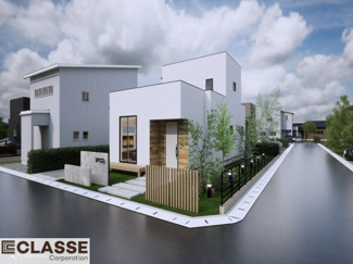 【外観パース】 | 宇治市宇治大谷　売土地　建築条件付き | お客様のお好みに合わせて、外観デザインも一緒に作り上げていきます。「ひと目で分かるアトリエの家」をコンセプトに、木・金属・吹抜けを組み合わせ”あなたらしさ”を表現できる外観づくりが可能です。