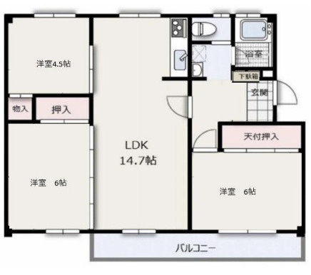 十條草加マンションB棟の間取り