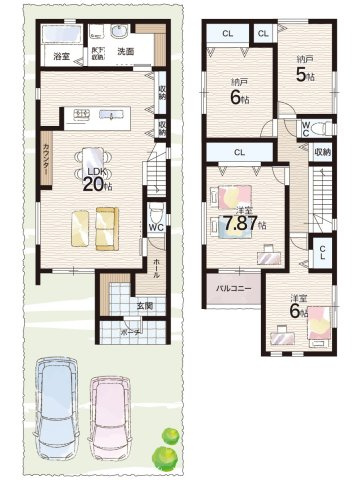 尼崎市東園田町　第2期　新築一戸建ての間取り|2号地