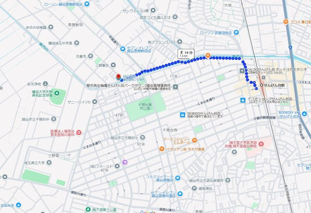 せんげん台駅徒歩１９分・売地（線引き前所有地）の地図