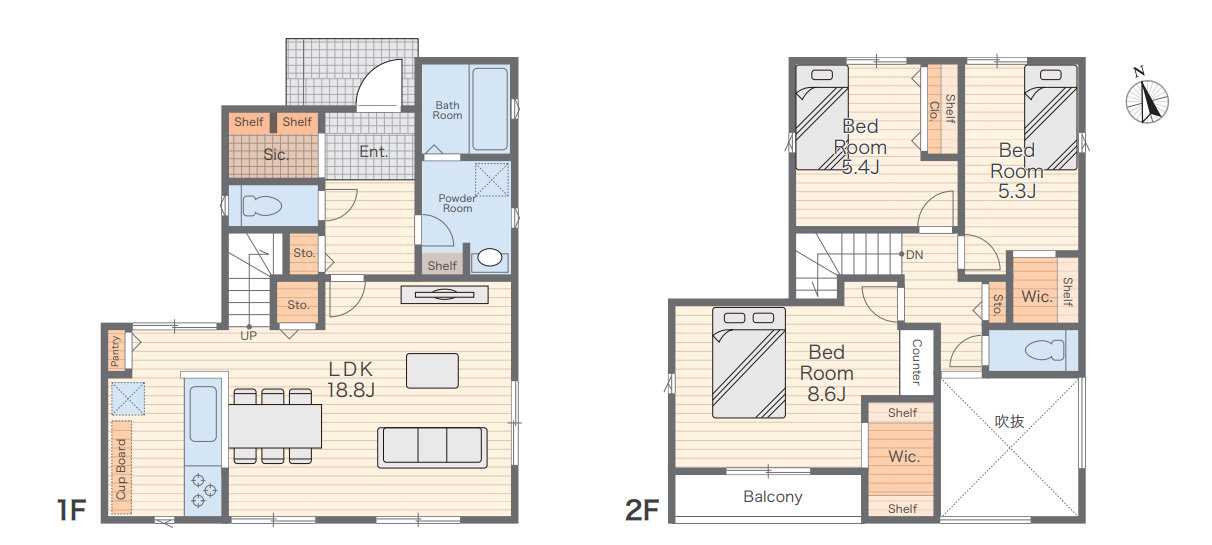 茅ヶ崎市赤羽根1期　新築戸建　全1棟1号棟の間取り