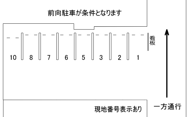 岡山市北区富田町２丁目の駐車場の区画図