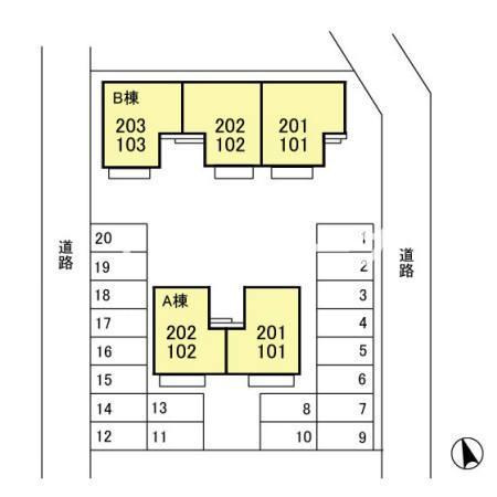 セレッソくらがの　Ｂの区画図|高崎、前橋、伊勢崎エリアのお部屋探しはエンドスケープまで！お客様の理想お聞かせ下さい♪