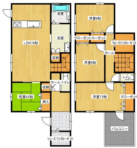 【間取り】 | 仲介手数料無料！高千帆小学校に通える新築戸建　山陽小野田市新生２丁目　３号地　ネクサスタウン | お客様のご意見を凝縮した使いやすい間取り