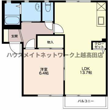 サンハイムヤマトⅡの間取り|間取図（サンハイムヤマトⅡ 202）1LDK