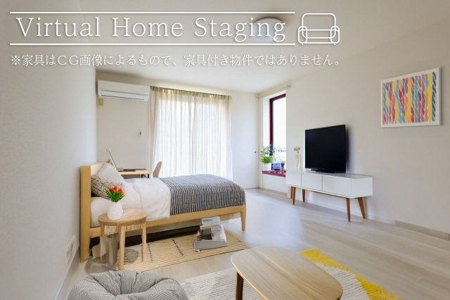 クレセントＭの居間・リビング|洋室の家具配置イメージです