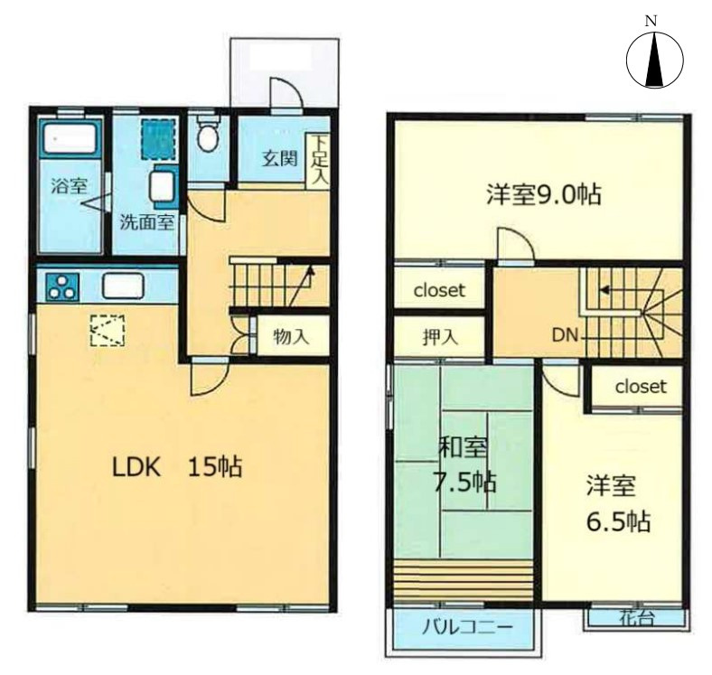 中郡大磯町月京　ゆとりの敷地の中古住宅の間取り