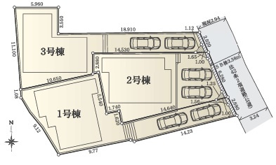 ◆完成済み◆舞岡町 新築戸建 4780万～5380万円 全3棟の区画図