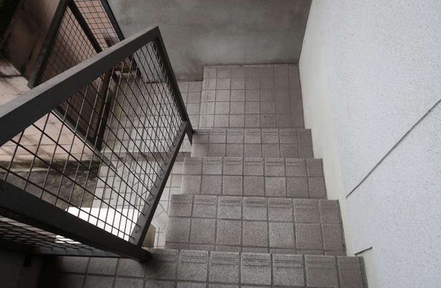 太秦袴田町の玄関|玄関までの階段です。