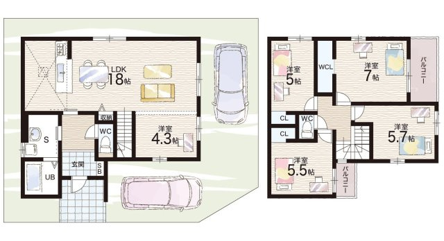 池田市旭丘　第5期　新築一戸建ての間取り|1号地