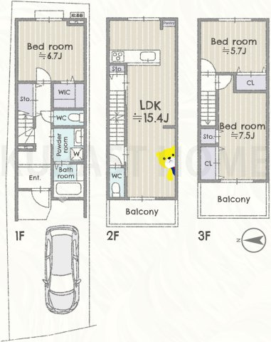 京都市右京区西京極東衣手町　未入居物件の間取り