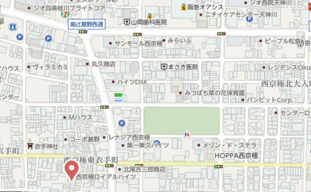 京都市右京区西京極東衣手町　未入居物件の地図