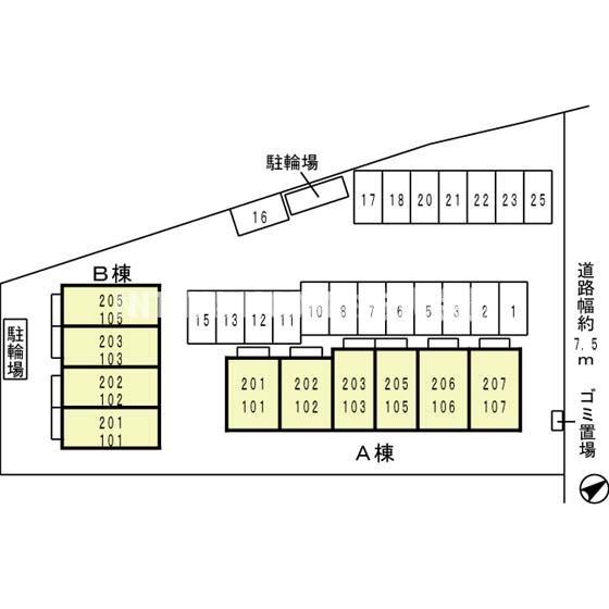 メゾン ラ トゥール　Ｂ棟の区画図