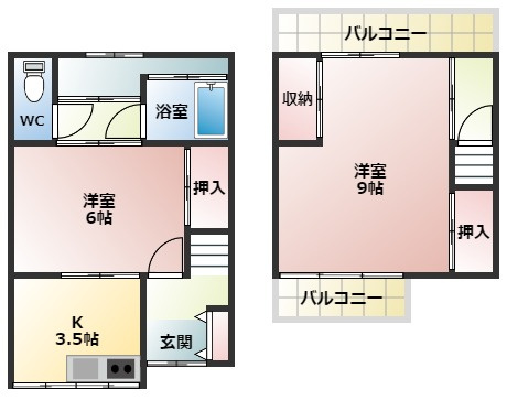 【間取り】 | 天美南2丁目貸家