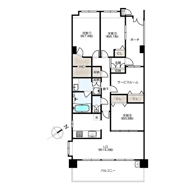グリーンコート藤が丘イクシーズの間取り