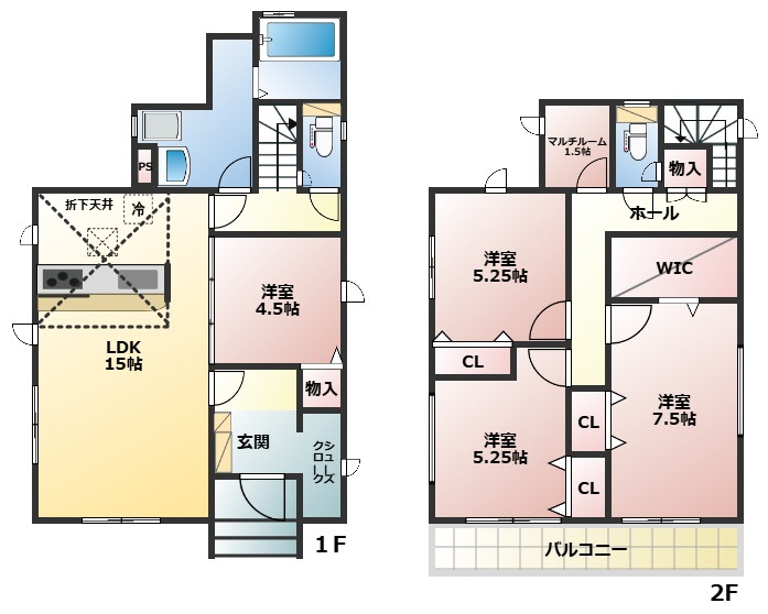 高浜市屋敷町2期　全４棟　１号棟の間取り|4LDK＋マルチルーム＋WIC＋シューズクローク