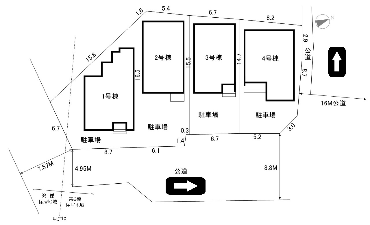 高浜市屋敷町2期　全４棟　１号棟の区画図