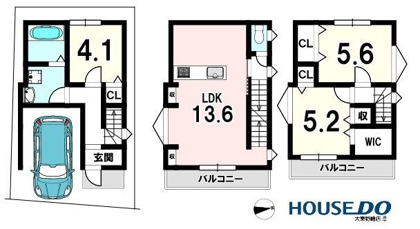 新築戸建　四條畷市江瀬美町（令和7年6月竣工）の間取り|敷地・間取り図面は略図につき現況を優先致します。