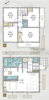 【間取り】 | 中央区宮下本町3丁目  1号棟 10期 | 都市ガス　網戸標準仕様　シャッター2箇所付　二面バルコニー　食洗機・浄水器　浴室乾燥機+窓　全居室収納　全室2面採光