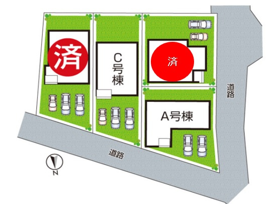 加古川市野口町古大内　新築一戸建ての区画図|全４区画