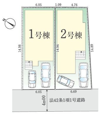 新築／ふじみ野市鶴ヶ舞2期　全2棟の区画図