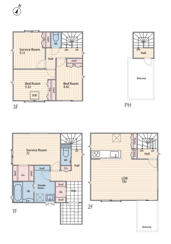 鎌倉市腰越4丁目4期　新築戸建　全3棟3号棟の間取り