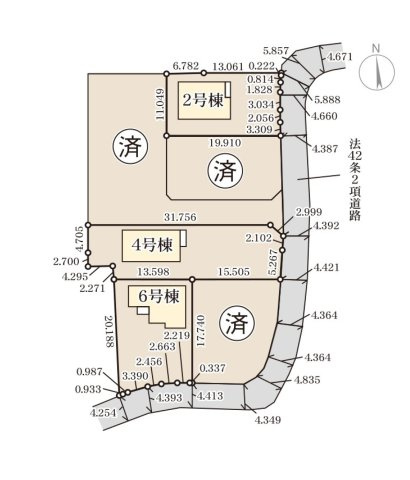 熊本市西区城山半田2丁目第2-6棟（4号棟）の区画図|配置図（4号棟）