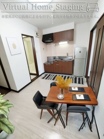 ラ・セゾン城北のキッチン|DK家具配置イメージ