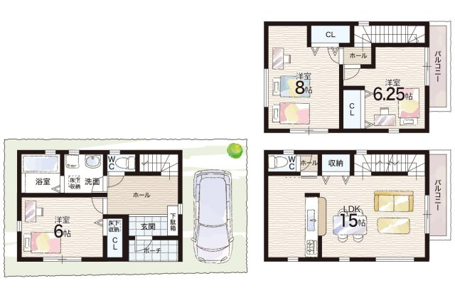 神戸市灘区神ノ木通　新築一戸建ての間取り|１号地