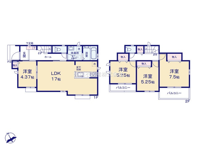 八王子市　川口町　新築一戸建て　１７期の間取り|～全室南西向き4LDK　陽当たり良好、収納も豊富な間取りです～