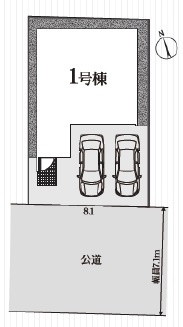 西尾市馬場町第1　新築分譲住宅　全1棟　1号棟の区画図