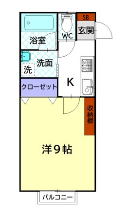 apartment Be：1の間取り|1Kシンプルで暮らしやすい間取りです。