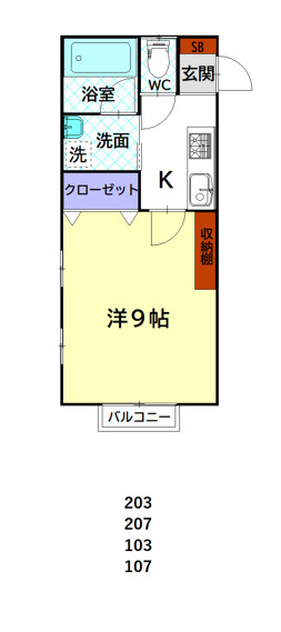 apartment Be：1の間取り