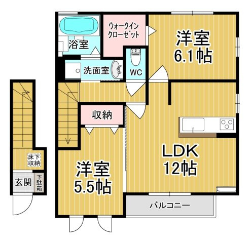 【間取り】 | プライムコートB | ゆったりとした間取りのお部屋です。