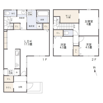 福山市新涯町一丁目　１号地の間取り