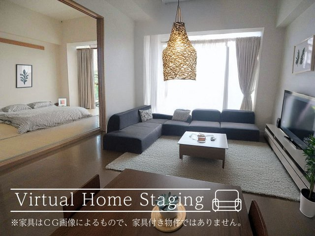 グランドハイツ城山の居間・リビング|リビング家具配置イメージ