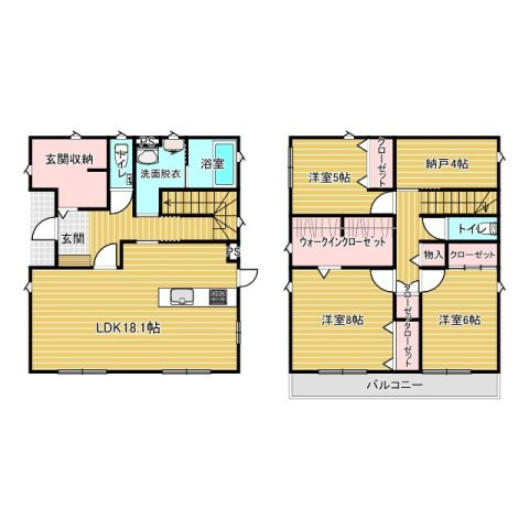 小山市羽川の間取り|18.1帖の広々LDKが魅力♪ 洋室3部屋に加え、使い勝手の良い納戸付きの3LDK＋納戸の間取りです！