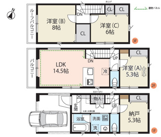【間取り】 | さいたま市浦和区駒場1丁目Ⅱ期　3号棟
